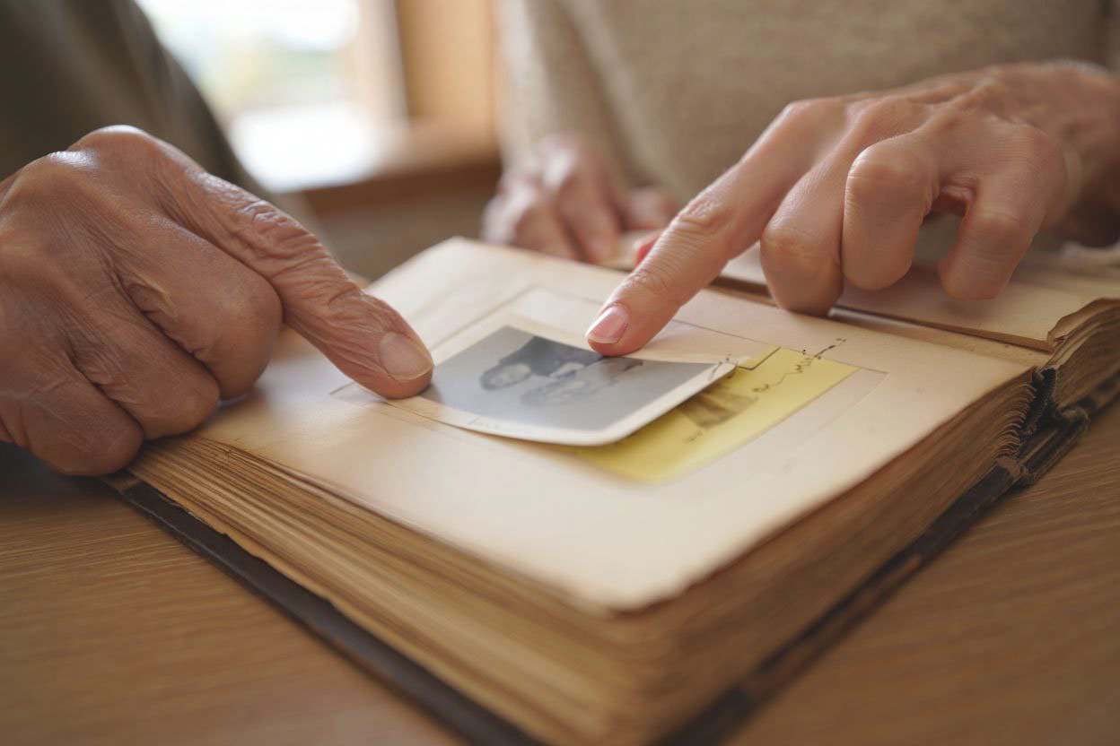 Человеку с Альцгеймером показывают фотографии